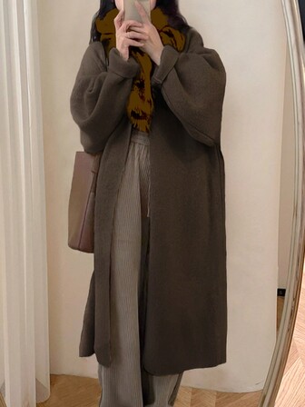 Rikumo 休闲纯色长袖宽松开衫外套