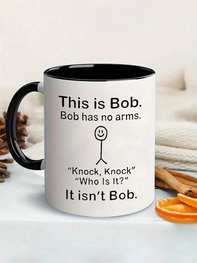 1pc,11oz/15oz This Is Bob Funny Coffee Mug, Ceramic Coffee Cups, Water Cups, Summer Winter Drinkware, Husband Birthday Gifts, Holiday Gifts, New Year Gifts, Valentine's Day Gifts,Boyfriend And Girlfriend,Marry Christmas ,Insulated,Reusable,Thanksgiving Gift,Suitable For Hot Or Cold Drinks,Ideal For Juice & Milk,Perfect For Teacher's Day, Autumn Decor,Christmas Party Cups,Women,Men,Wedding,Multi-Purpose Travel Mug,Tea Cup, Back To School