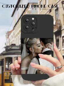 1 Ốp lưng điện thoại bảo vệ ống kính bằng silicon toàn diện tùy chỉnh có hình ảnh cá nhân hóa, tương thích với iPhone 17 Air, 16, 15, 14, 13, 12, 11 Pro Max, Galaxy S25, 24, 23 Ultra, FE, A55, 54, 35 - màu đen - Xem 3