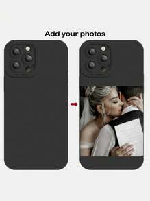 1 Ốp lưng điện thoại bảo vệ ống kính bằng silicon toàn diện tùy chỉnh có hình ảnh cá nhân hóa, tương thích với iPhone 17 Air, 16, 15, 14, 13, 12, 11 Pro Max, Galaxy S25, 24, 23 Ultra, FE, A55, 54, 35 - màu đen - Xem 2
