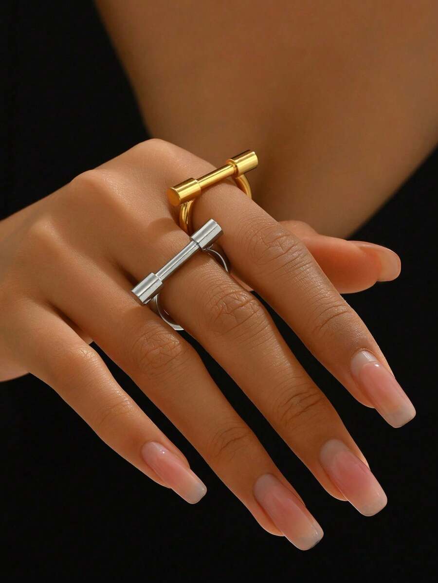 1枚简约时尚马蹄形戒指，百搭饰品，适合日常佩戴 - 馬蹄戒指 - 查看 1