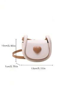 迷你时尚斜跨包，简约心形马鞍包 - 白色 - 查看 6