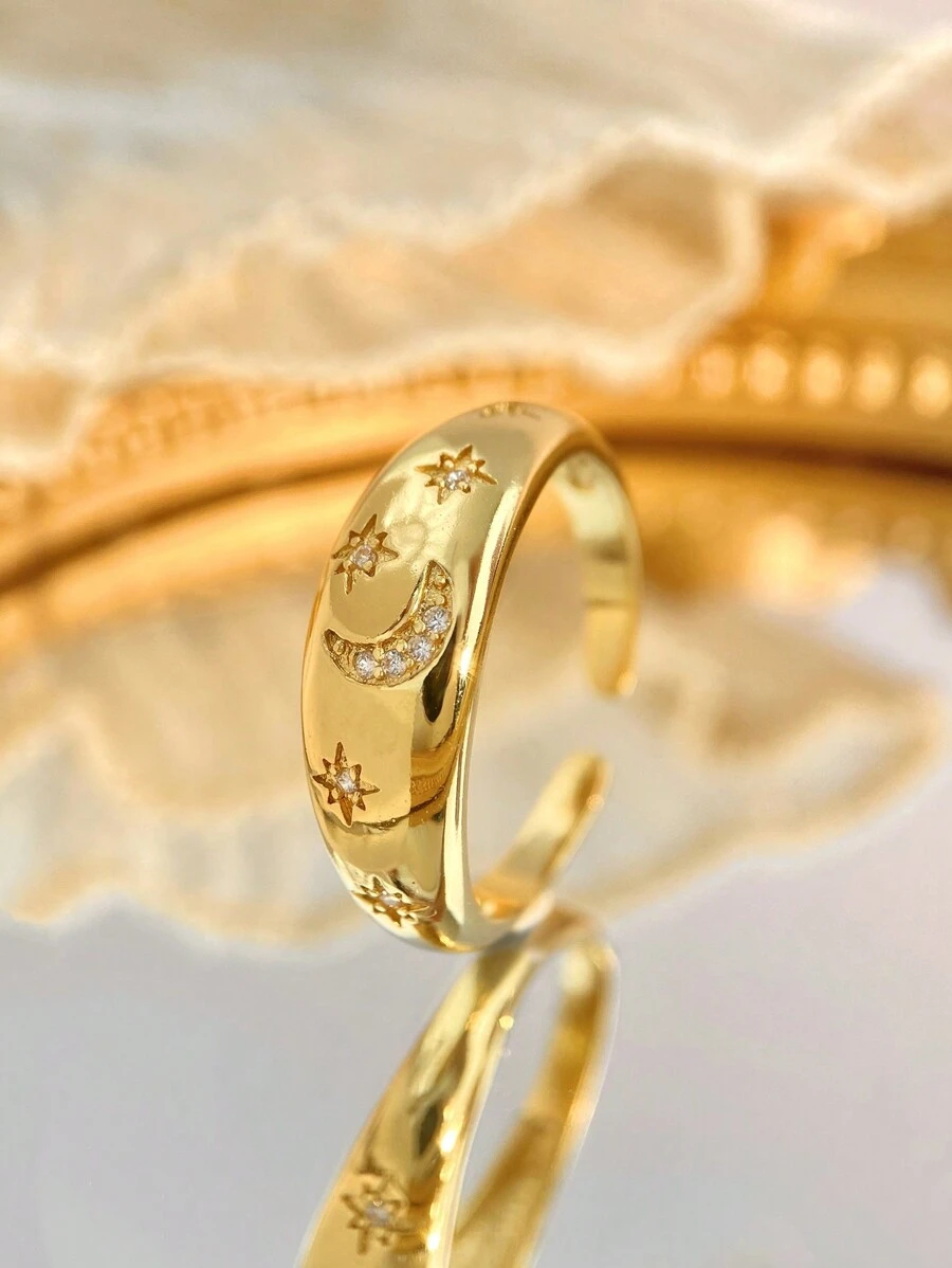 1 Chiếc Nhẫn Bạc 925 Thời Trang Ngôi Sao Và Mặt Trăng Có Thể Điều Chỉnh Cho Nữ Phù Hợp Với Trang Phục Hàng Ngày Đảng Phụ Kiện Cao Cấp Tiệc Cổ Điển Món Quà Trang Sức Cao Cấp