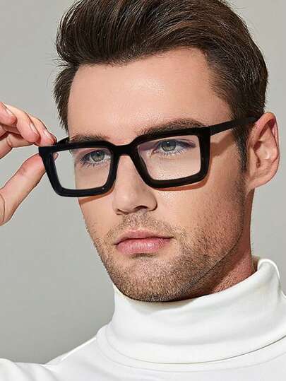 1/2/3副装男士亚克力休闲长方形轻便商务时尚眼镜，适合日常阅读和通勤。