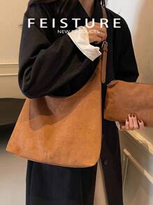 1 pieza Bolso grande para mujer para debajo del brazo, bolsa cruzada (con bolsa pequeña), adecuado para chicas, damas, estudiantes universitarias, jóvenes profesionales y trabajadores de oficina, excelente para el trabajo, los negocios, el transporte y la escuela, bolso de moda, bolso de mujer popular en otoño e invierno, nueva llegada de bolso tipo hobo