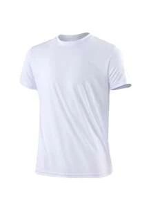 Men's T-Shirt Short Sleeve Dry Fit Gym Fitness Running Fishing Sport Shirt - trắng - Xem 1