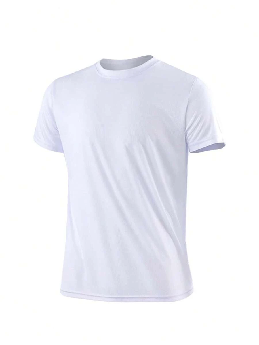 Men's T-Shirt Short Sleeve Dry Fit Gym Fitness Running Fishing Sport Shirt - trắng - Xem 1