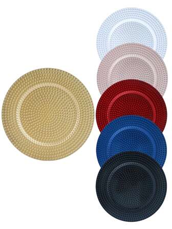 6pcs, 12.9inch, Charger Plates, Reusable, And Shatter-Resistant - Perfect For Wedding, Party, Thanksgiving, Christmas Gift Decorations Color: Gold, Silver, Blue, Black, Red, Rose Gold