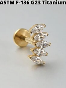 1 件榄尖形锆石 G23 纯钛耳钉 16G 内螺纹 Cz 花形耳轮耳屏穿孔珠宝情人节、妈妈、母亲、母亲节、礼物 - 如圖 - 查看 23