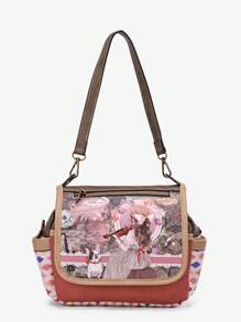 Bolso cruzado de moda para mujer Sweet & Candy, con correas de cinta doble, piel de PU, estampado de mariposa caprichoso y lindo de dibujos animados, diseño único talla grande vendido, ligero, para viaje, escuela, commuter, retro, universidad, elegante, commuter