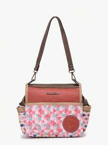 Bolso cruzado de moda para mujer Sweet & Candy, con correas de cinta doble, piel de PU, estampado de mariposa caprichoso y lindo de dibujos animados, diseño único talla grande vendido, ligero, para viaje, escuela, commuter, retro, universidad, elegante, commuter