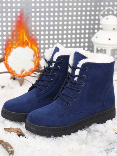 Lightweight Thick Warm Snow Boots For Women, Short Shaft, Winter Plush Lined, Round Toe, Plus Size, Cold-Resistant, Flat Non-Slip, Sizes 35-44