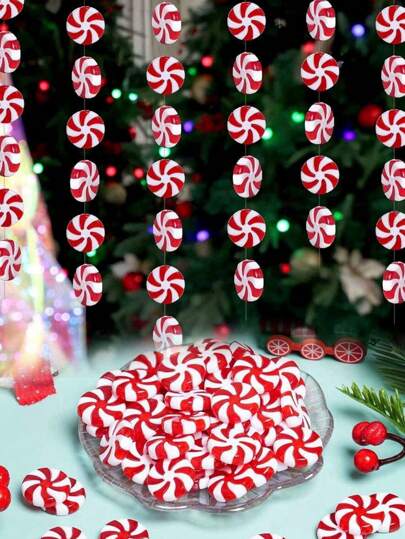 50 件/20 件-2 种尺寸圣诞球装饰红色拐杖糖圣诞树挂饰圣诞新年家居装饰 2025 圣诞礼物，圣诞拐杖糖装饰红色和白色糖果装饰圣诞树挂饰薄荷装饰适用于节日派对装饰 DIY 工艺品（不含绳子）
