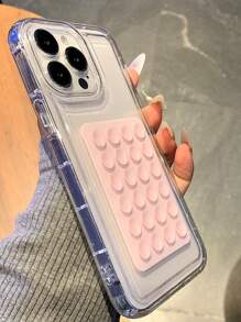 粉色硅胶吸盘2个装，粉色吸盘透明气垫防摔TPU手机保护壳，兼容 16/15/14/13/12/11 Pro Max，春季生日礼物，国际版，非国内版 - 彩色 - 查看 4