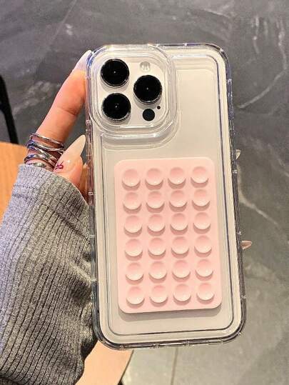 Bộ 2 đế hút chân không silicon màu hồng, đế hút chân không trong suốt, ốp lưng bảo vệ điện thoại TPU chống rơi, tương thích với iPhone 16 15 14 13 12 11 Pro Max, quà tặng sinh nhật mùa xuân, phiên bản quốc tế, không phải phiên bản nội địa.