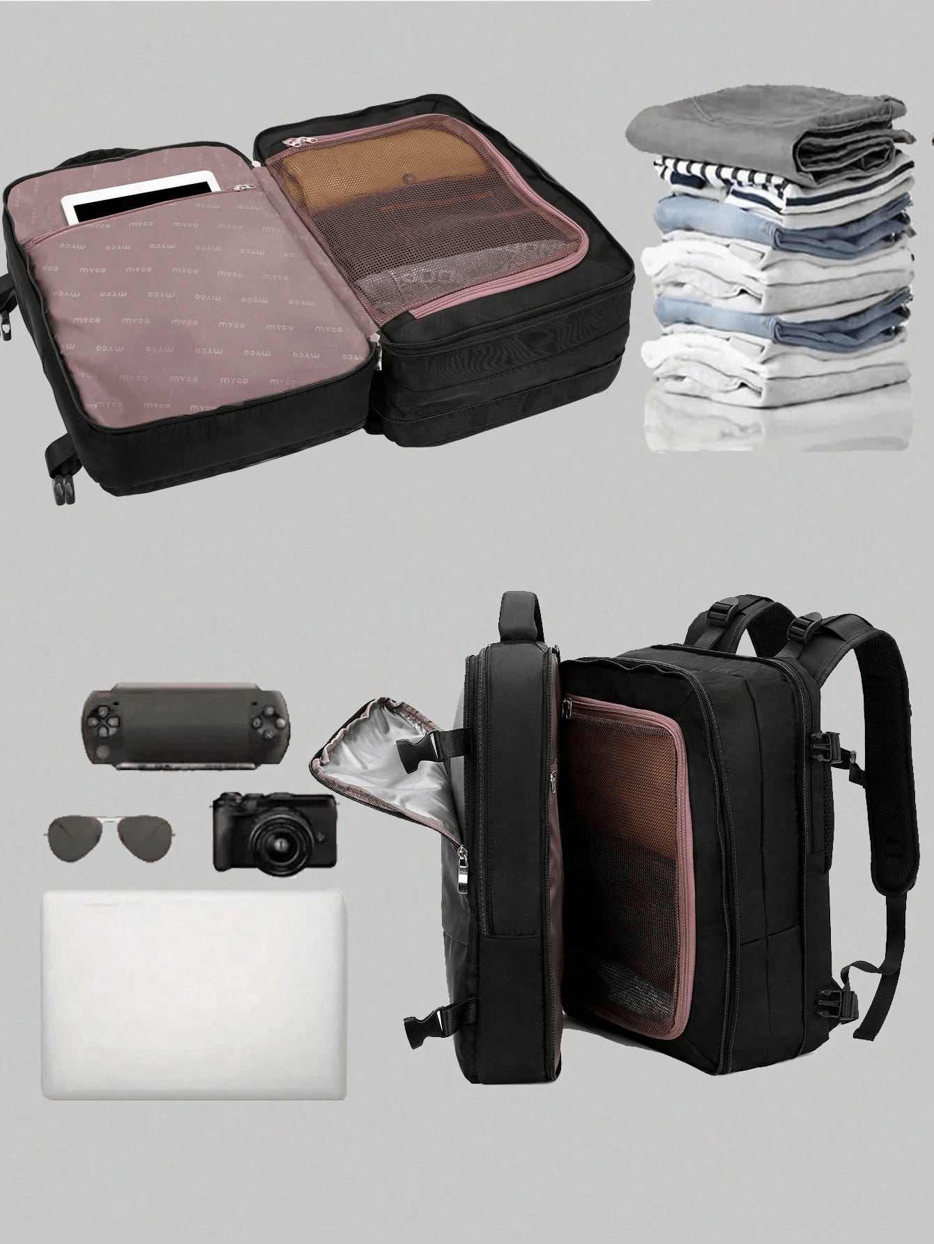 quncheng Gingerbread Man Backpack, Expandable Large Capacity Travel