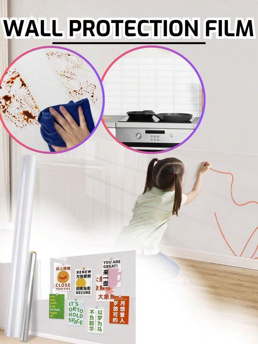 Kitchen Oil Proof Sticker Clear Wall Protector Transparent High Temperature Resistant Self-Adhesive Film Removable Paper For Cupboard - Multicolor - View 1