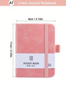Caderneta de Bolso Pautada Mini A7 com Suporte para Caneta, 100 Folhas/200 Páginas, Tamanho 3,15*4,33 polegadas, Caderno, Caderneta de Trabalho, Caderno, Diário, Bloco de Anotações - Multicolorido - Visão 10
