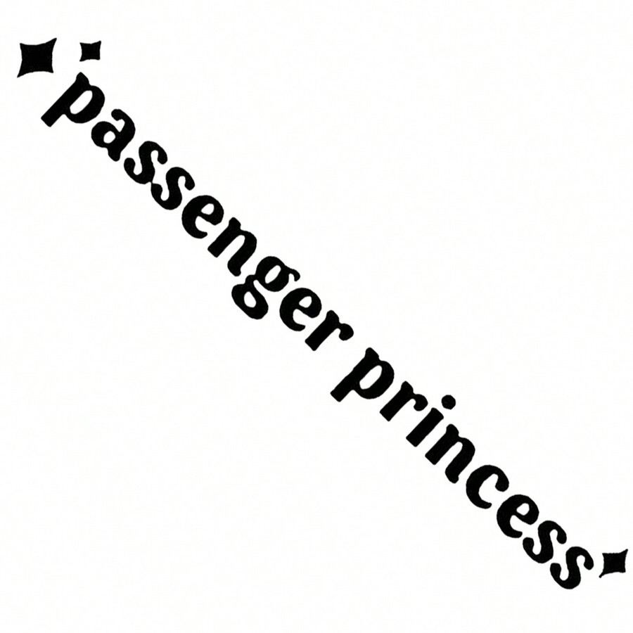 Car Reflector Sticker, Beautiful "Passenger Princess" Text Sticker, Car