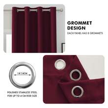 YSTYLE 2 Piezas Cortinas Opacas para Interiores, Cortinas Modernas para Dormitorio con Anillas, Cortinas Impermeables para Exteriores, Cortina Térmica con Aislamiento del Frío para Sala de Estar y Dormitorio - Burdeos - Ver 6