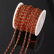 1 米金色不锈钢珐琅长框链用于珠宝制作 DIY 链条用于珠宝项链手链配件不褪色散装 - 不銹鋼滴油鏈 - 查看 9