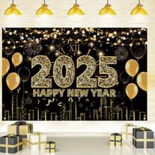 1件 2025新年慶祝橫幅 聚酯纖維背景布 適合派對裝飾與花園布置 節日攝影牆旗 煙火與氣球設計 除夕派對用品 - 多色 - 查看 1