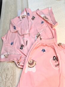 MAYYAA AMERICAN PAJAMAS WITH BUTTONS, FRONT OPENING, POST-PARTUM SURGICAL - Hồng - Xem 1