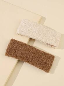 2 件婴幼儿儿童冬季柔软毛绒交叉发带套装，6-24 个月爱情人节 - 彩色 - 查看 8