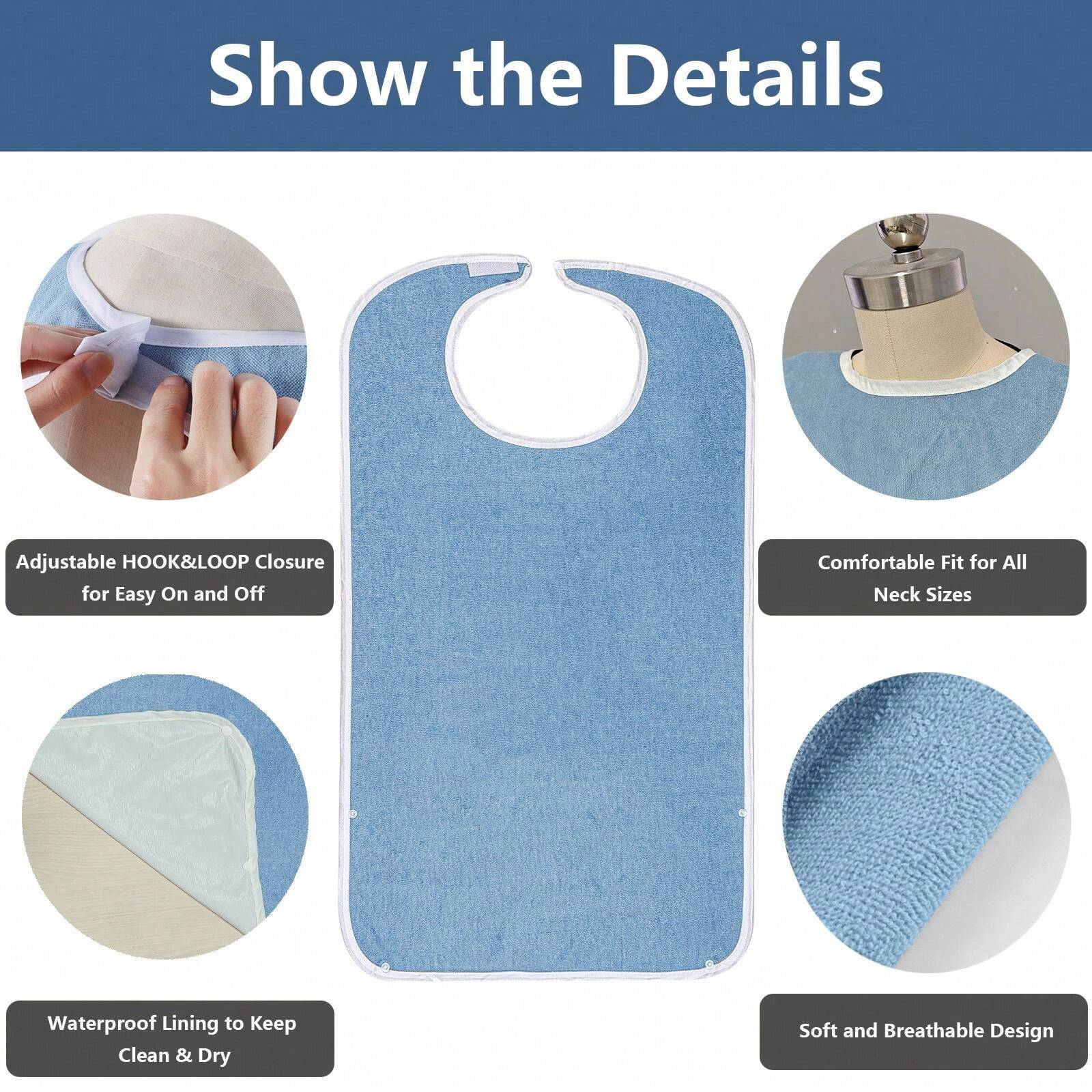 Babyezz 3 Packs Adult Bibs For Men, Women, Elderly Seniors And Disabled