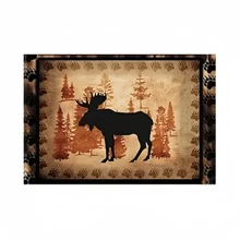 4pcs, Placemats, Rustic Wildlife Placemats With Deer, Wolf, Bear Designs, Polyester Heat Insulation Table Pads, Festive Dining Table Mats For Home & Holiday Events