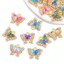 10 Chiếc Màu Hỗn Hợp Ngẫu Nhiên Acrylic Bướm & Mặt Dây Hợp Kim Kẽm Cho Dây Làm, Bông Tai & Làm Đồ Trang Sức - Bạc - Xem 11