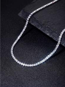 1pc Sparkle Moissanite  Necklace For Women S925 Sterling Silver Yellow Gold-Plated Glamorous Valentine's Day Fine Ladies Jewelry Gift