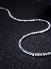 1pc Sparkle Moissanite  Necklace For Women S925 Sterling Silver Yellow Gold-Plated Glamorous Valentine's Day Fine Ladies Jewelry Gift