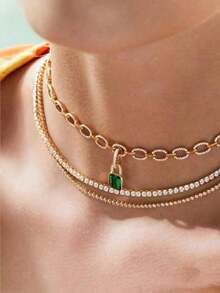 1pc Sparkle Moissanite  Necklace For Women S925 Sterling Silver Yellow Gold-Plated Glamorous Valentine's Day Fine Ladies Jewelry Gift