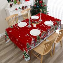 Vintage Christmas Tablecloth: Santa And Reindeer Design, Rectangular And Round, Waterproof, Durable, Suitable For Indoor And Outdoor Use - Multicolor - View 8