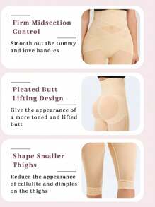 Nebility Faja Women's Body Shaping Pants Leggings Tummy Tuck Waist Hip Lift Spring Summer Autumn Winter Breathable And Comfortable Seamless Three-Quarter Hip Lift Pants Suitable For Daily Wear - Màu be - Xem 2
