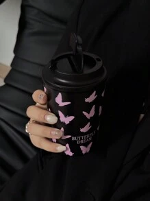 1 件粉色蝴蝶系列马克杯、咖啡杯、原装不锈钢双层隔热杯、真空瓶、旅行户外运动杯、平底杯、汽车杯、四季饮具、节日礼物、350ML/11.8oz 水瓶返校 - 彩色 - 查看 7