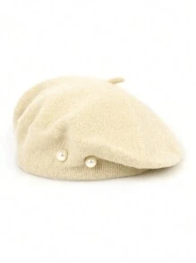 1 chiếc mũ beret nữ kiểu retro, chất liệu giả ngọc trai, làm từ len, đa năng, phù hợp để đội hàng ngày vào mùa xuân, thu và đông. Mũ beret màu đen, thích hợp cho mùa hè, đi biển, nghỉ lễ, du lịch. - Nhiều màu - Xem 20