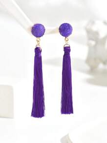 1pair Fashion Vintage  Tassel Earrings For Women - Purple - View 2