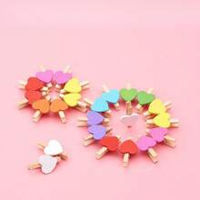 1 Pack Of 50 Pcs 3cm Mini Photo Clips Colorful Love Wooden Clips Creative Clips Photo Home Decoration Cartoon Crafts, Christmas - Multicolor - View 8