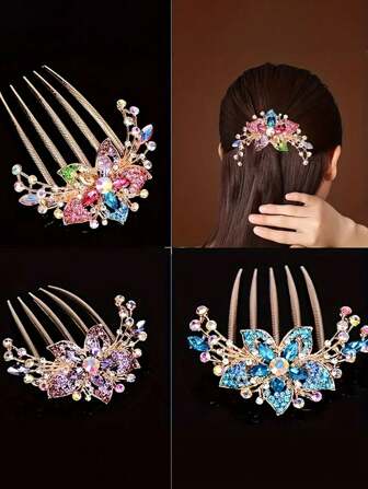 1 st Ny legering Rhinestone kam hårklämma, hårtillbehör för tjejer