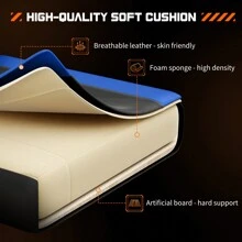 Sweetcrispy Video Game Desk Chair - Ergonomic Computer With Footrest And Comfy Lumbar Support, PU Leather Recliner With Headrest, Fixed Up Armrest, Height Adjustable With 360° Swivel - Blue - View 7