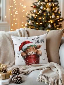 1 Vỏ gối mềm in hình bê Giáng sinh dễ thương, Vỏ gối vải nhung in họa tiết đơn giản cho ghế sofa, phòng ngủ, trang trí nhà cửa - Nhiều màu - Xem 5