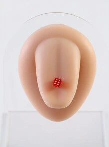 5pcs/10pcs Random Color Acrylic Dice Shaped Barbell Tongue Rings, Silicone Textured Tongue Piercing Jewelry - Multicolor - View 8