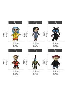 6 件/套可爱卡通人物家庭金属徽章胸针装饰，可爱的动漫风格胸针具有各种图案，适合各种场景，可在所有季节使用，是送给家人和朋友的不错选择，衣服配饰别针，包包饰品，学校办公室配饰，衬衫夹克珠宝，圣诞节万圣节衣服别针，有趣的老师礼物