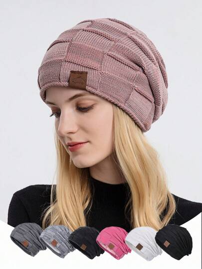 1 件女士保暖针织帽，带保暖内衬，适合秋冬季日常穿着