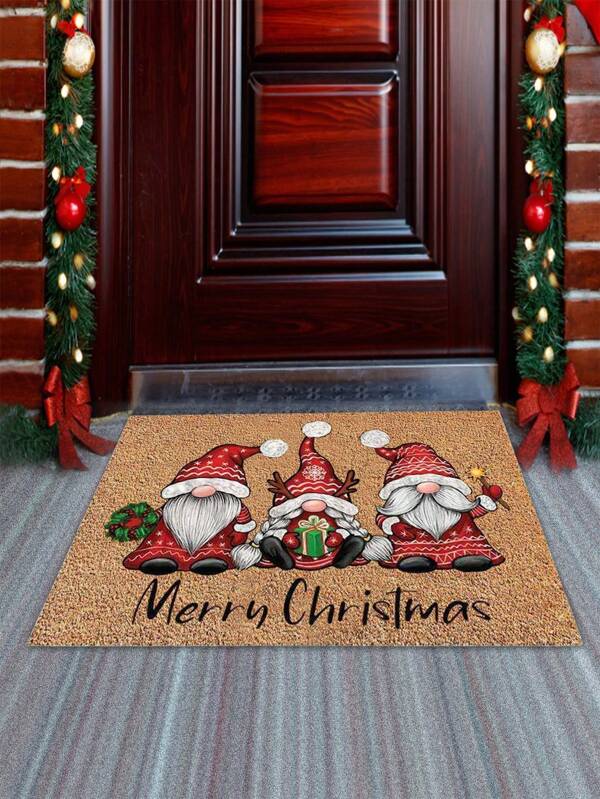 1pc Santa Claus Printed Door Mat, Christmas Holiday Carpet Outdoor Decorative Mat, Non-Slip Absorbent Entrance Door Decorative Mat, Bedroom Corridor Super Absorbent Washable Carpet Christmas Essentials Christmas Gifts Valentines Gift