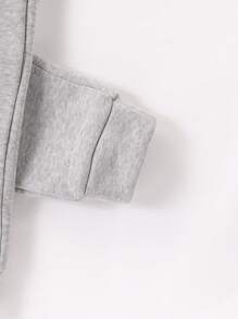 2 件套年轻女孩女孩卡通动物印花长袖运动衫和长裤套装，秋冬 - 灰色 - 查看 6