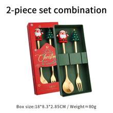 Trang trí Giáng sinh 2 món/Bộ quà tặng Giáng sinh Thìa cà phê Bộ đồ ăn Hộp quà tặng, Ông già Noel & Thiết kế cây thông Noel Thìa tráng miệng - Bộ đồ ăn quà tặng Giáng sinh - Xem 7