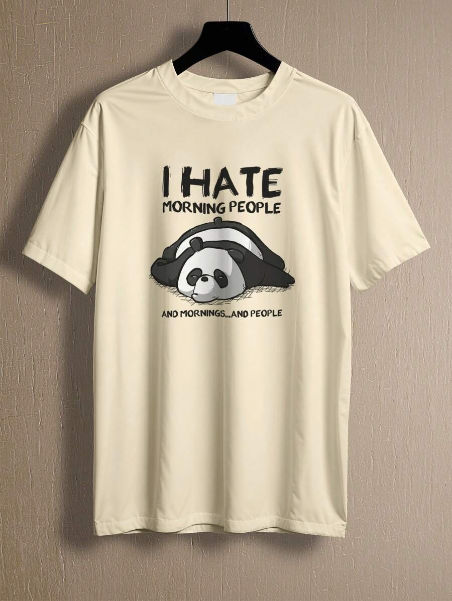 T-Shirt Cute Panda Shirt Cute Bear Bad Mood REF 4226 FLUXO FX - 卡其色 - 查看 1